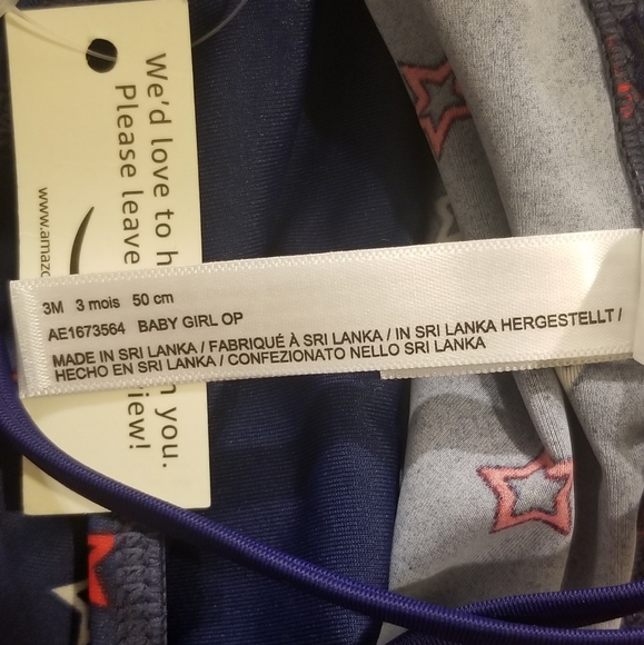 Amazon Essentials Girl's Infant 1 piece Patriotic Swimsuit New With Tag - Picture 7 of 8